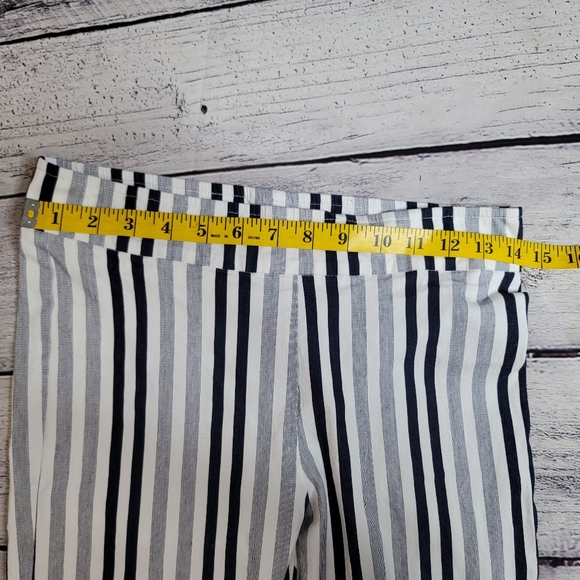 Avenue Montaigne Women's Leo Pant Blue & White Striped Cropped Flare Siz… - Picture 6 of 11